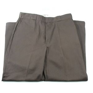 MEN'S DICKIES STRAIGHT LEG, FLAT FRONT WORK PANTS 38W 30L - DARK BROWN